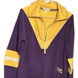 WEAR by Erin Andrews LSU Tigers Womens Purple Gold Colorblock Quarter Zip Large